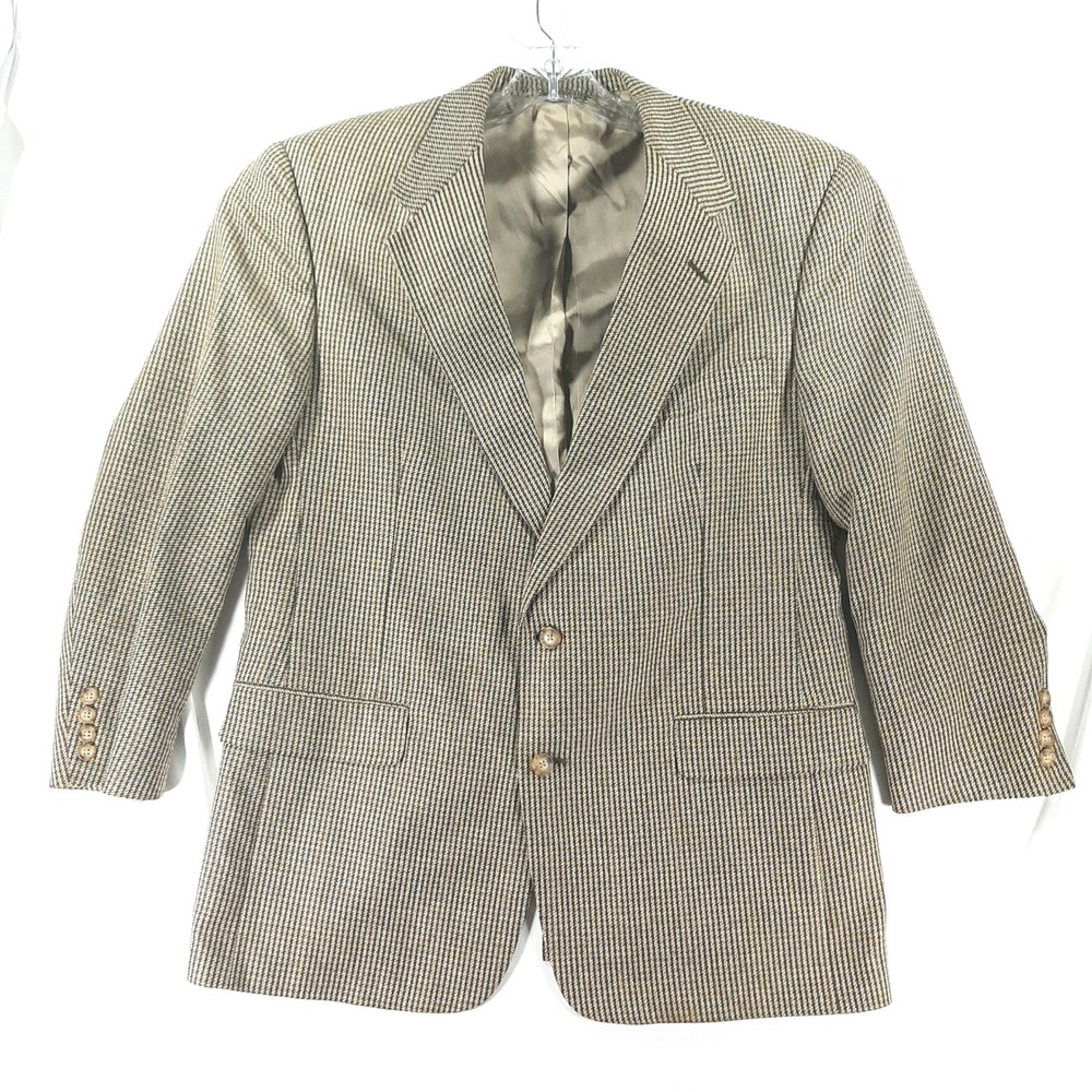 Austin Reed London Dillard's Brown Houndstooth Vintage Sport Coat Blazer Mens